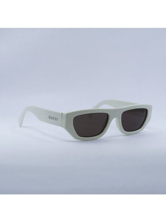 Gucci GG1134S 003 Sunglasses Ivory Rectangle Frame, Brown Lenses